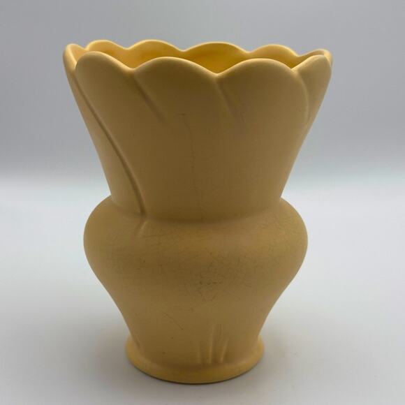 Vintage Art Deco Weller Art Pottery Vase Floral Scalloped Antique Ceramic B-4 - Picture 4 of 11